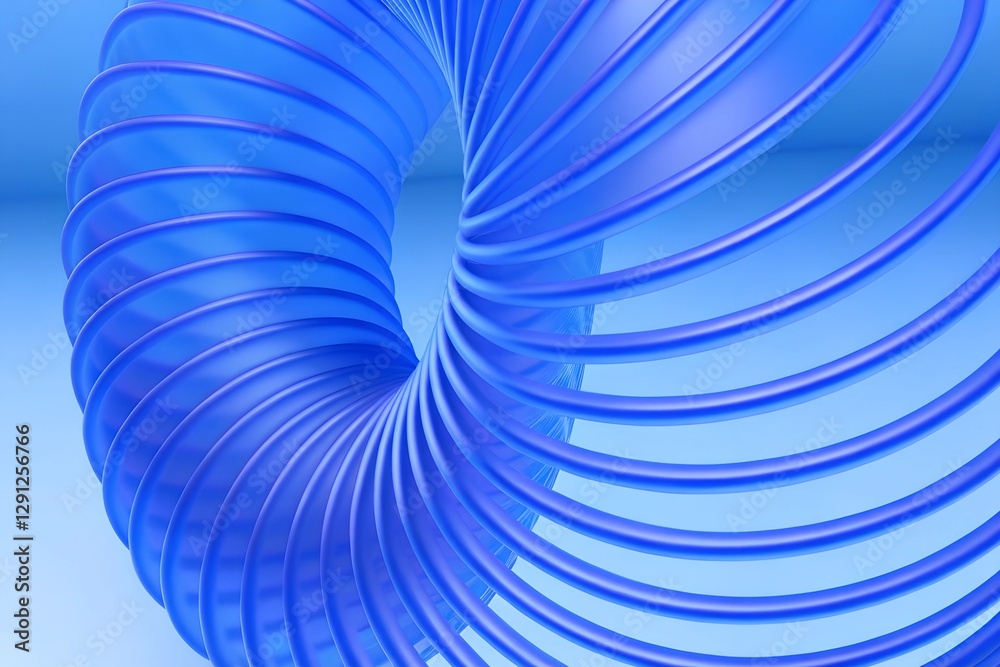 Obraz premium Futuristic 3D Abstract Twisting Tube with Translucent Layers & Ripple Effect