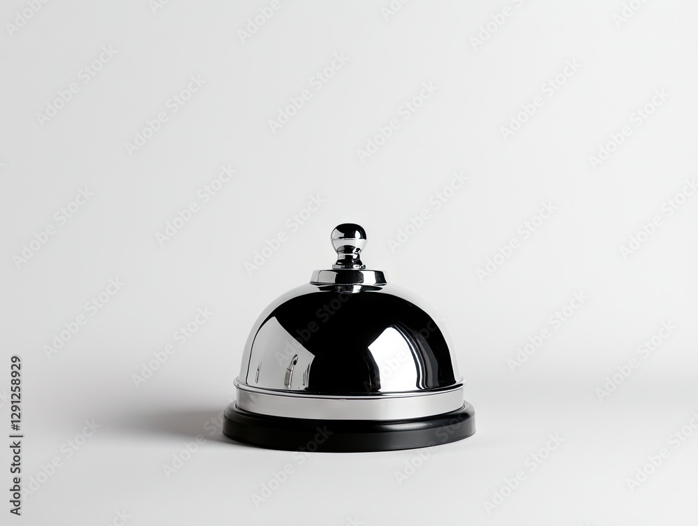 Polished Silver Reception Bell on White Background Polished Silver Reception Bell on White Background