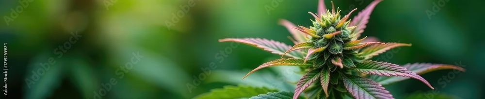 Cannabis plant with colorful leaves and pistils, herb, botany Cannabis plant with colorful leaves and pistils, herb, botany