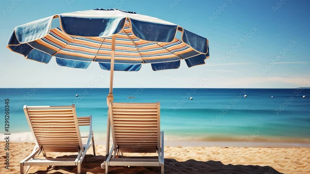 beach chairs and umbrella on the beach
