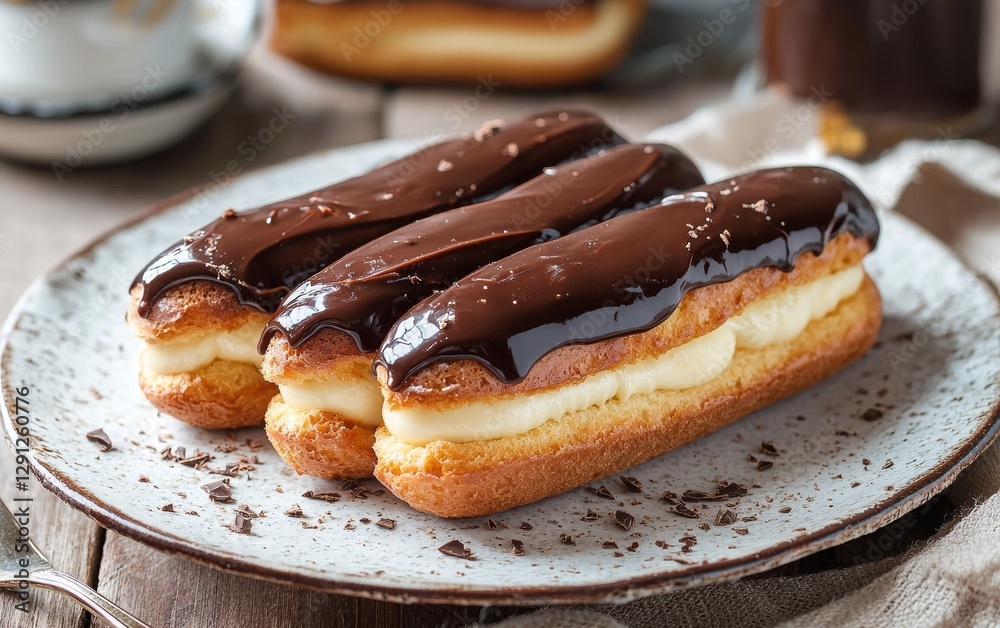 Vanilla Ã??clair with Chocolate Topping Vanilla Ã??clair with Chocolate Topping