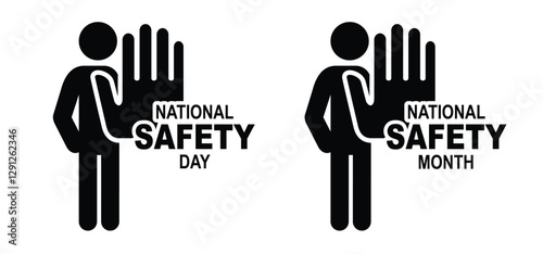 National safety day or month. World day for safety and health at work. Safety in the workplace, a safe workplace at work, safe work equipment and safe working methods.