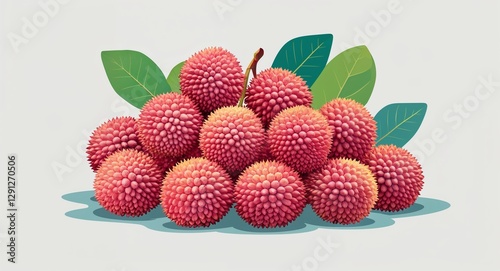 Set bundle of lychees minimalist childish style illustration on plain white background