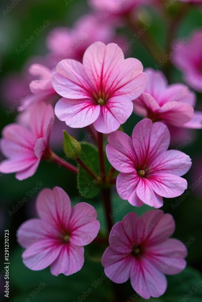 Densely packed branches of Royal Pelargonium Archie Pope with lilac flowers, botanical, pelargonium Densely packed branches of Royal Pelargonium Archie Pope with lilac flowers, botanical, pelargonium