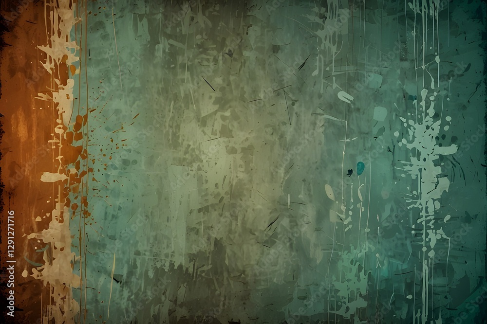 Obraz premium Distressed Grunge Abstract Texture with Teal and Orange Hues