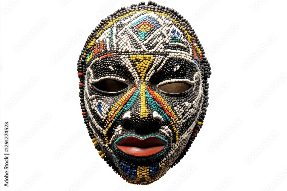 Naklejka premium Colorful Beaded African Mask Tribal Art