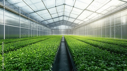 A high-tech greenhouse with automated irrigation and climate control systems for precision agriculture.