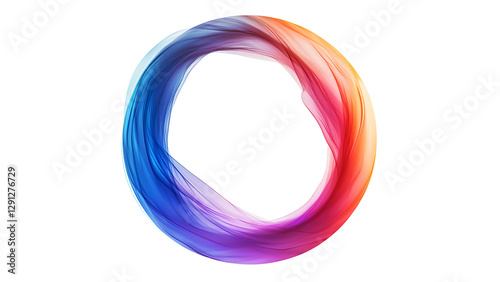 an abstract colorful wave-shaped circle with a vibrant and dynamic design. The waves flow from the center, with a gradient color scheme