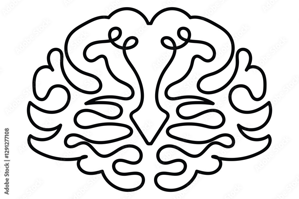 Obraz premium Human brain Continuous one line art drawing of scissors vector illustration design