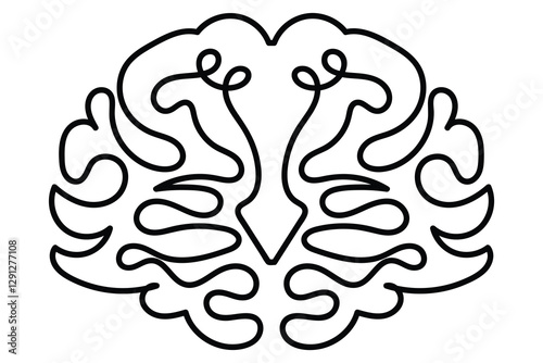 
Human brain Continuous one line art drawing of scissors vector illustration design