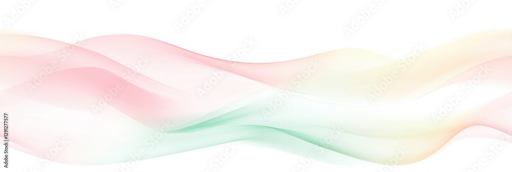 Obraz premium Abstract pastel wave pattern with soft pink, green, and yellow curves