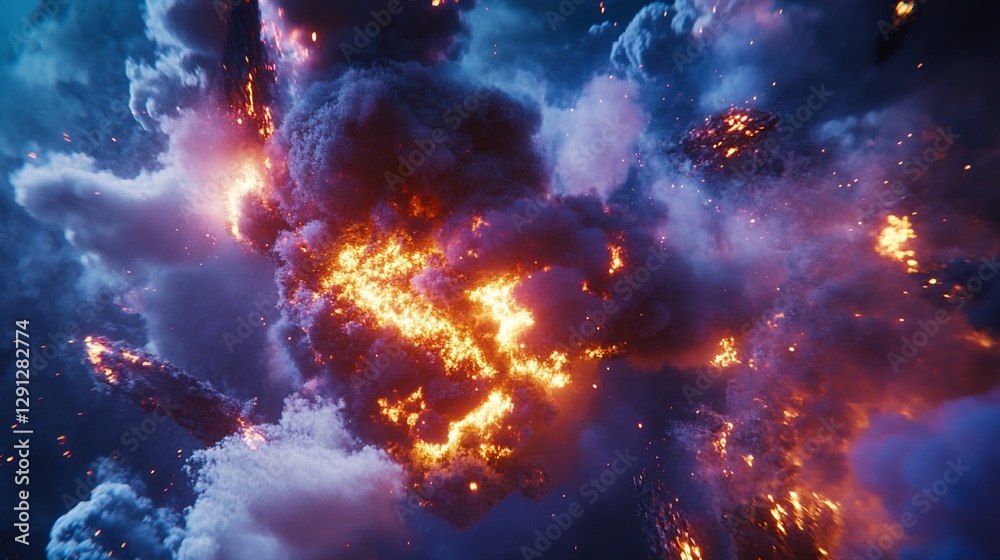 Naklejka premium Inferno: A Fiery Cosmic Explosion