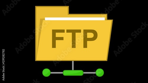 video animation icon file transfer via FTP system, on a transparent background with alpha channel set to zero