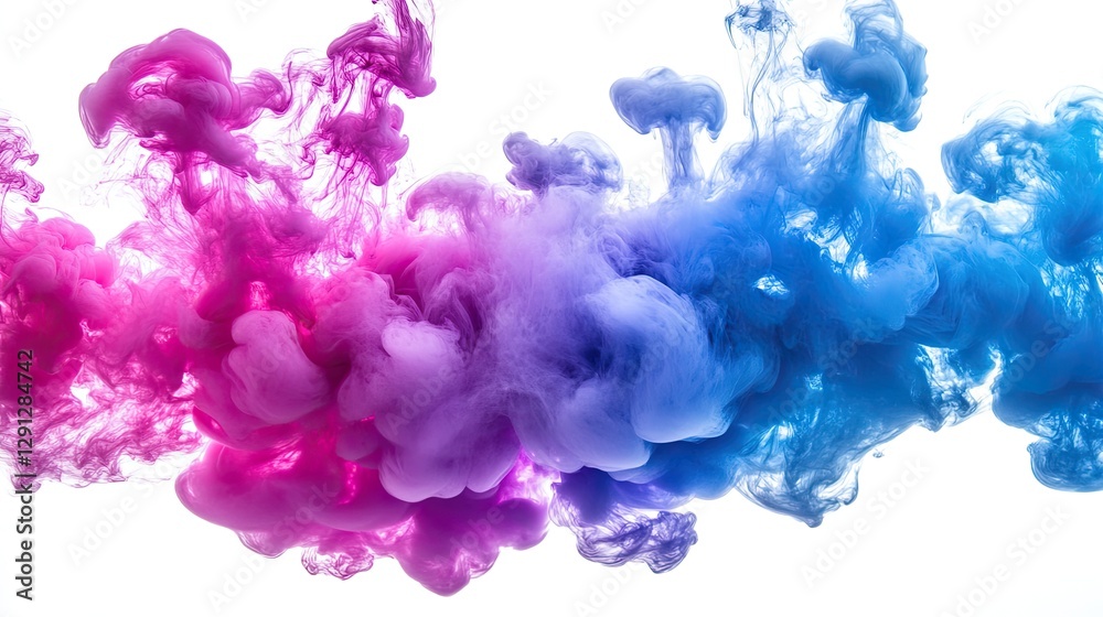 A top-down view of ink drops blending together in clear water, creating stunning color effects. A top-down view of ink drops blending together in clear water, creating stunning color effects.