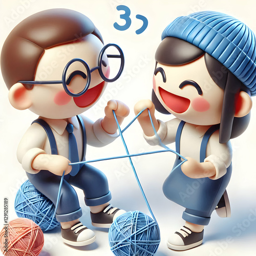 3D Levity and Laughter Playful Banter concept as Under mild lighting duo engages in playful banter under levity and laughter light teasing weaving gentle bonds quietly as 3D Icon cute isolated white b