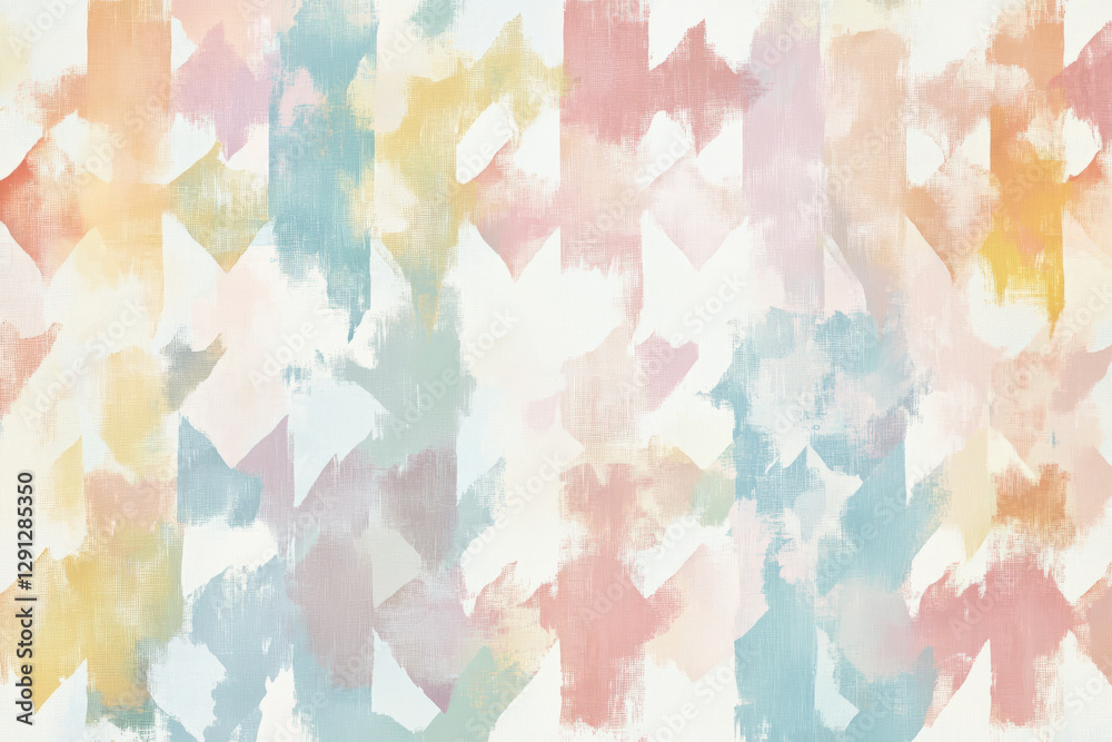 A classic houndstooth pattern reinvented with watercolor textures in soft pastel shades. The traditional print gets a modern artistic update, making it stylish and contemporary.