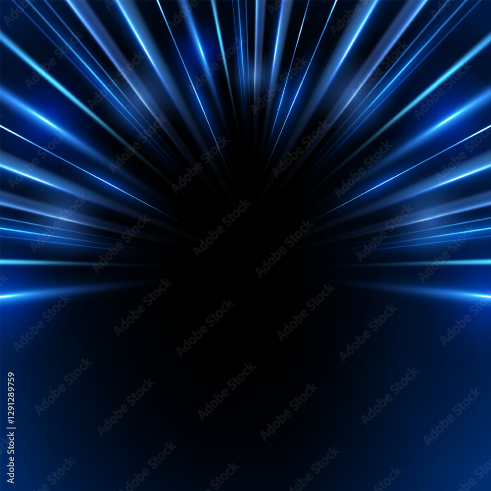 Obraz premium Dynamic motion light trails with motion blur effect on dark background. Modern abstract high-speed movement. Futuristic, technology pattern for banner or poster design.