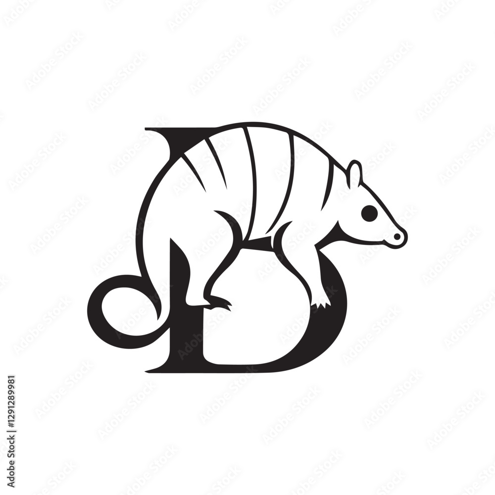 Creative Minimalist Letter B Armadillo Logo Design Silhouette Vector Illustration Creative Minimalist Letter B Armadillo Logo Design Silhouette Vector Illustration