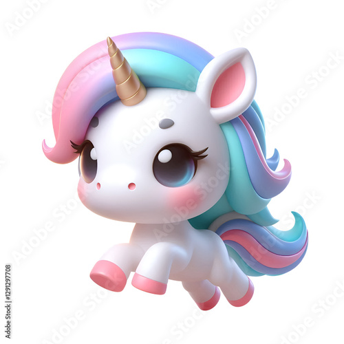 Cute unicorn flying