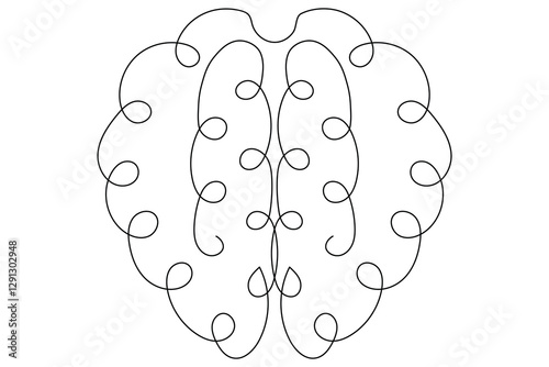 
Human brain Continuous one line art drawing of scissors vector illustration design