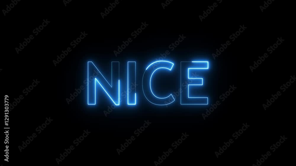 Glowing neon capital letter alphabet NICE animation. Purple and blue neon font letter Nice Glowing neon capital letter alphabet NICE animation. Purple and blue neon font letter Nice