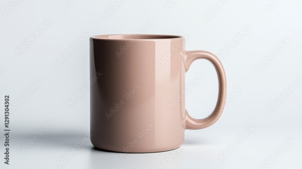 Fototapeta premium Beige Mug On White Background
