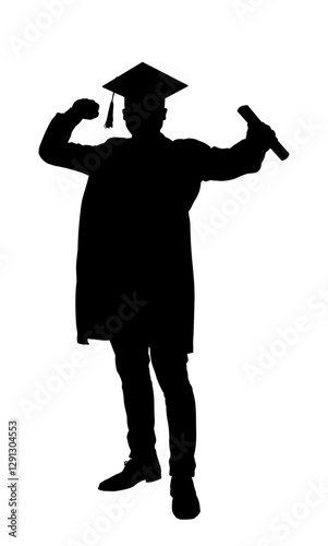 silhouette of a man in toga and graduation cap, graduate, student - vector illustration