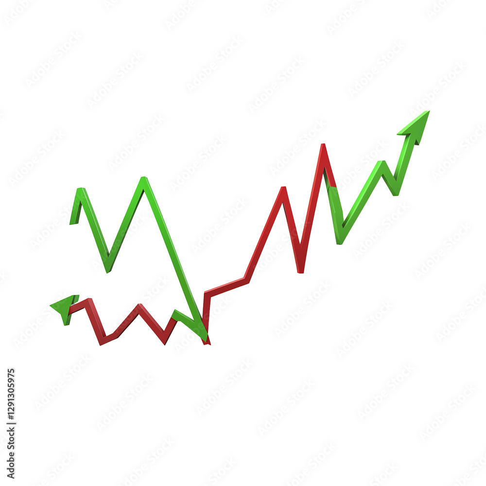 Rising stock market trendline with sharp green spikes, financial trading and investment success concept Rising stock market trendline with sharp green spikes, financial trading and investment success concept