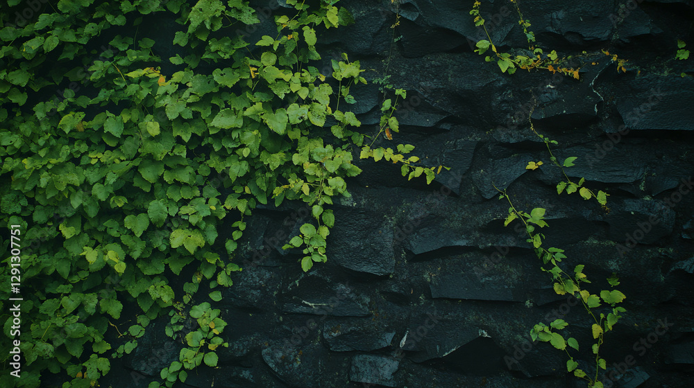 Natural brick wall texture with creeping vines for design and decoration Natural brick wall texture with creeping vines for design and decoration