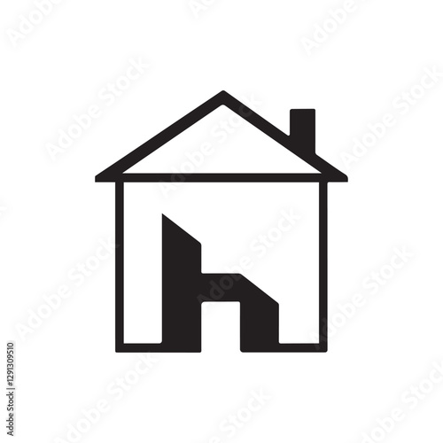 Creative Minimalist Letter H House Logo Design Silhouette Vector Illustration