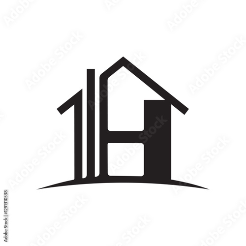 Creative Minimalist Letter H House Logo Design Silhouette Vector Illustration