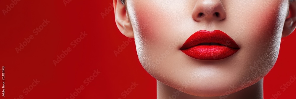 3d background minimalistic mockup with space for text, close-up shot of a woman with bold red lipstick and flawless skin, beauty concept 3d background minimalistic mockup with space for text, close-up shot of a woman with bold red lipstick and flawless skin, beauty concept