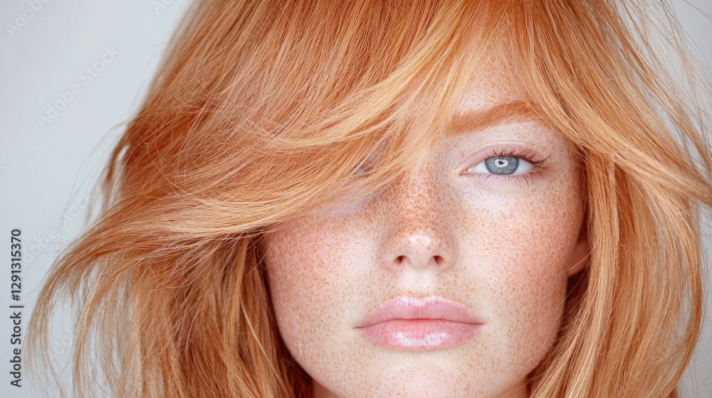 Close-up portrait of redhead woman with trendy hairstyle. Possible use beauty salon ad Close-up portrait of redhead woman with trendy hairstyle. Possible use beauty salon ad