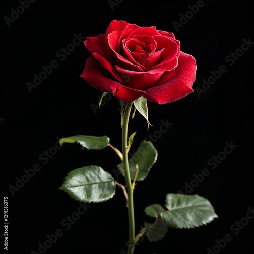 Elegant red rose against black background
