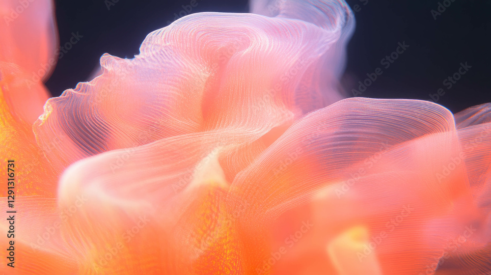 Fototapeta premium Ethereal coral smoke with delicate wind motion for artistic background design