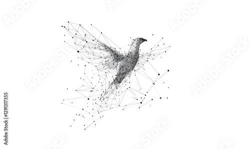 Digital phoenix low poly design with geometric tech-inspired style