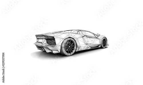 Futuristic low poly sports car background with innovative digital geometry