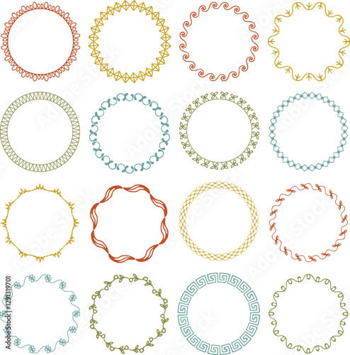 
vintage colors embroidery stitch circle frames