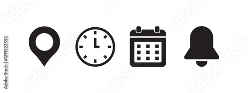 Location, time, calendar and notification icon