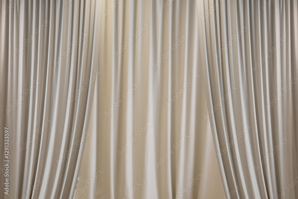 Obraz premium White stage curtain, open at the front and closed at the back