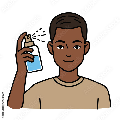 Hygiene Hero: A person sprays sanitiser, emphasizing the importance of cleanliness and health.
