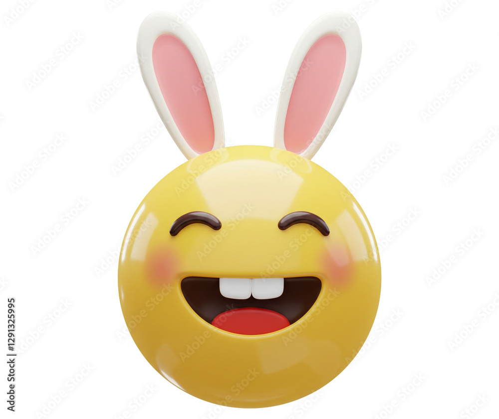 Obraz premium 3D Emoji with Easter Bunny Ears