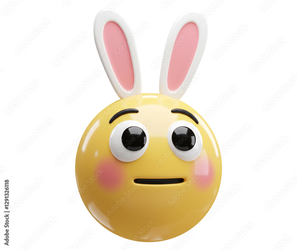 Obraz premium 3D Emoji with Easter Bunny Ears