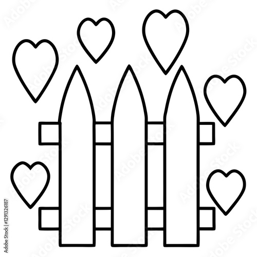 Charming Heart-Inspired Garden Fence Line Art