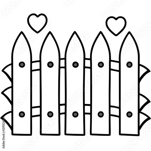 Charming Heart-Inspired Garden Fence Line Art