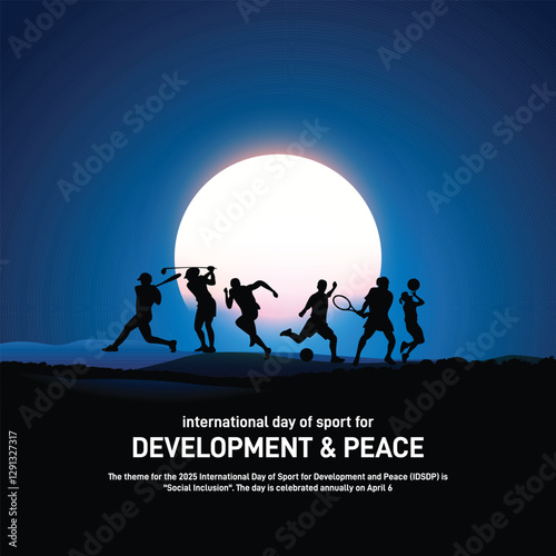 international day of sport for development and peace creative banner, poster, social media post, postcard, background, backdrop, template, greetings card, web banner design etc. Social Inclusion.