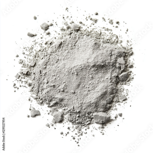 Rare earth minerals industry. Elements mining energy. Clip art. Realistic grainy texture of dysprosium oxide sample in high-resolution image. photo