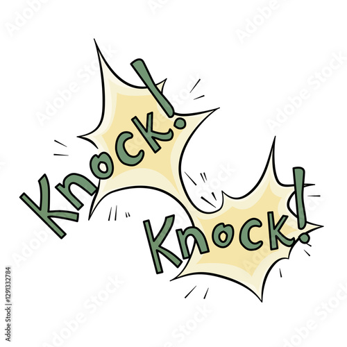 Comic-style "Knock Knock" sound effect vector illustration. Perfect for comics, cartoons, posters, and creative designs.