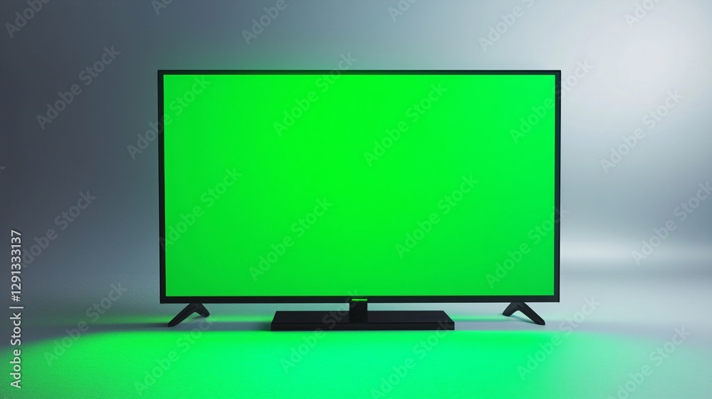 Blank Green Screen TV Display for Use in Film, Video Production, and Creative Editing Projects Blank Green Screen TV Display for Use in Film, Video Production, and Creative Editing Projects