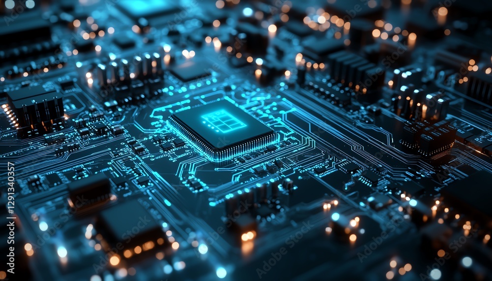 Closeup of a futuristic computer circuit board Closeup of a futuristic computer circuit board